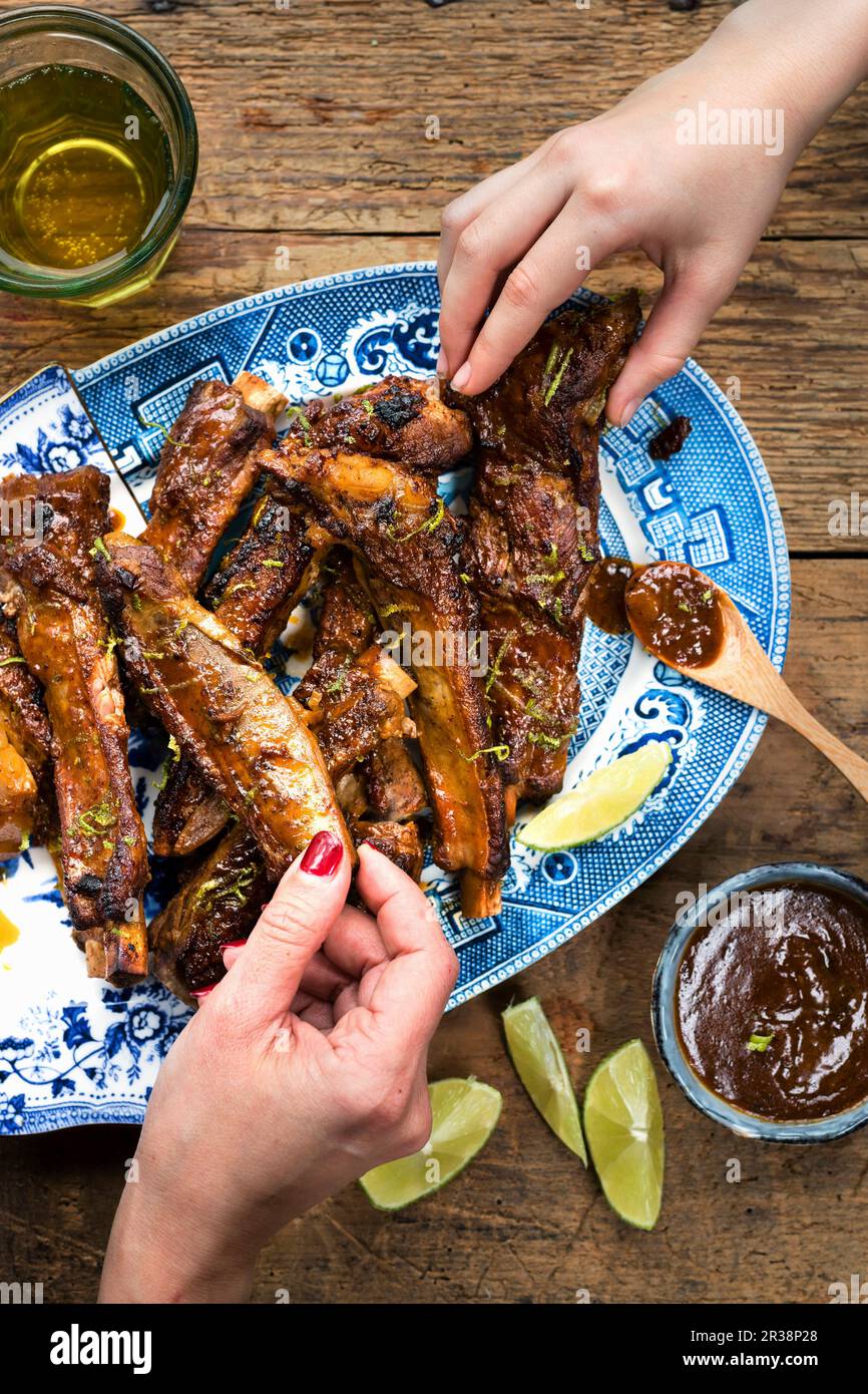 Pressure cooker Korean pork ribs Stock Photo Alamy
