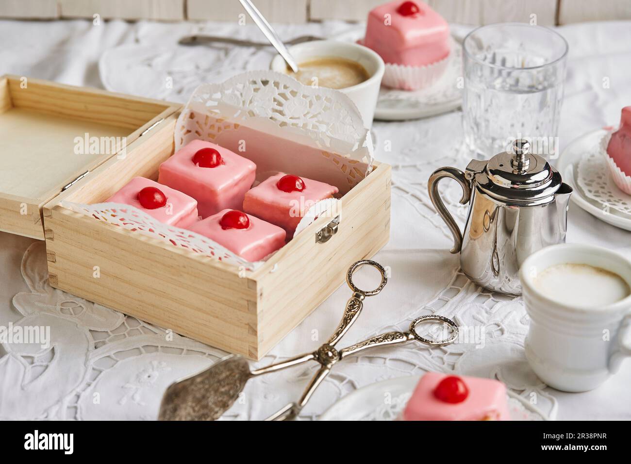 Austrian cake squares with coffee Stock Photo Alamy