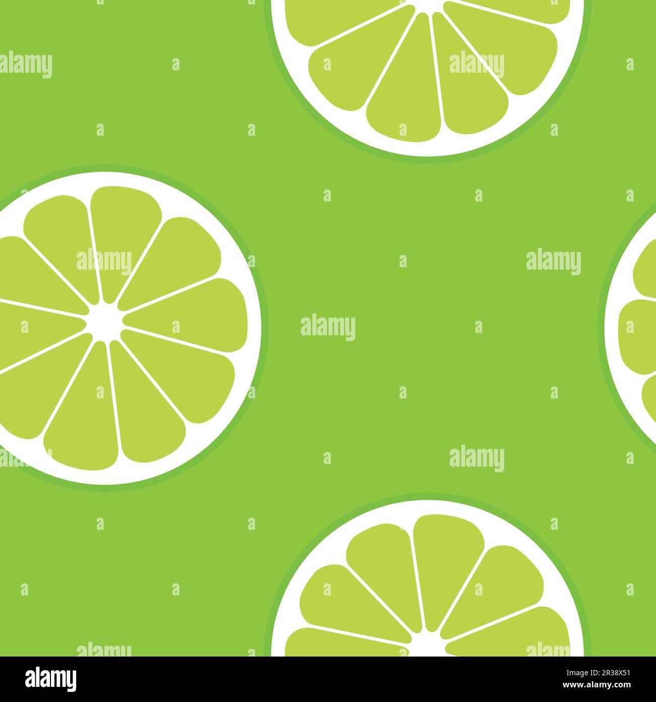 Summer Seamless Pattern Lime Slices on Green Background Stock Vector