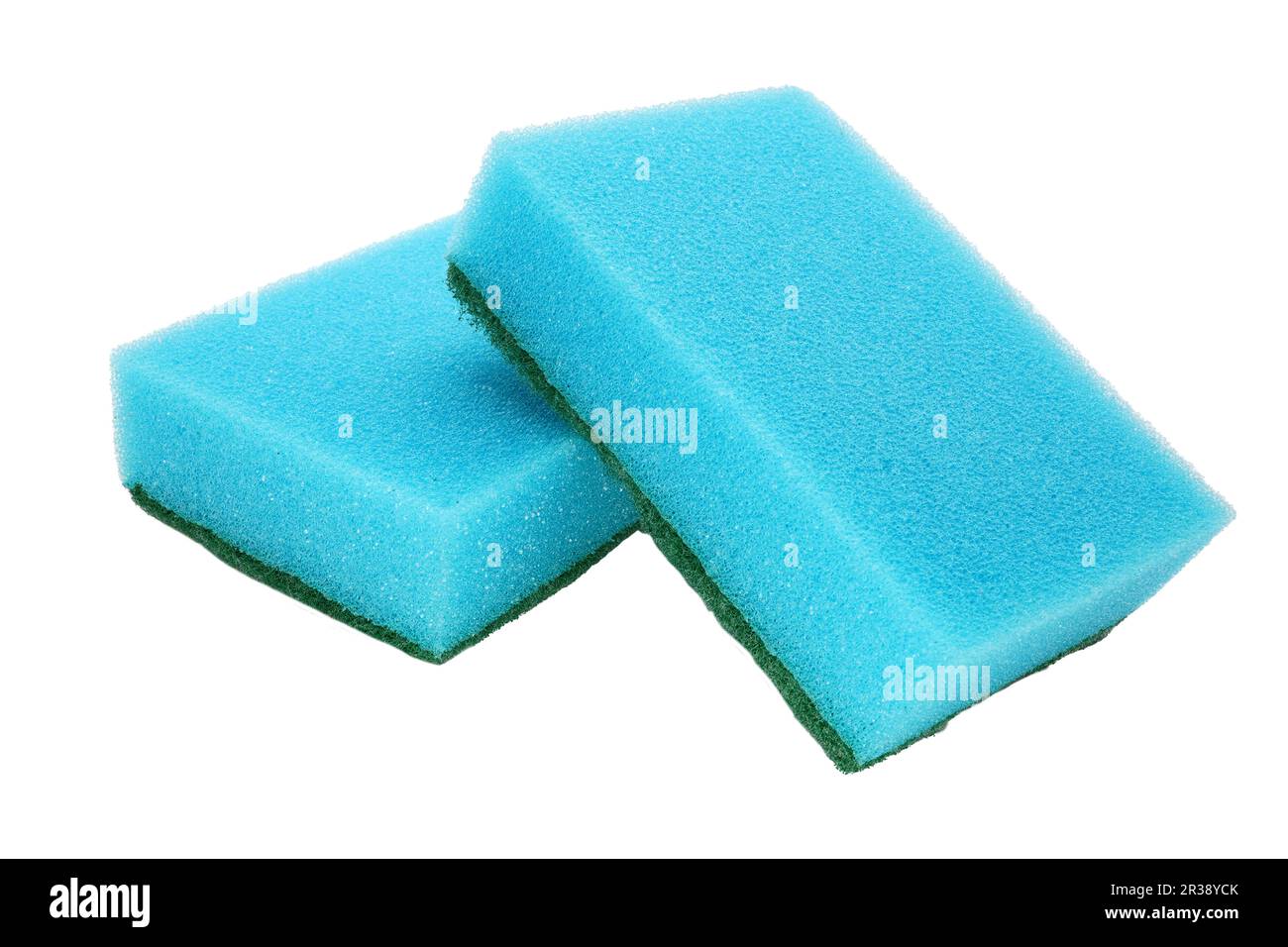 Kitchen sponges for washing dishes isolated on white background. Blue
