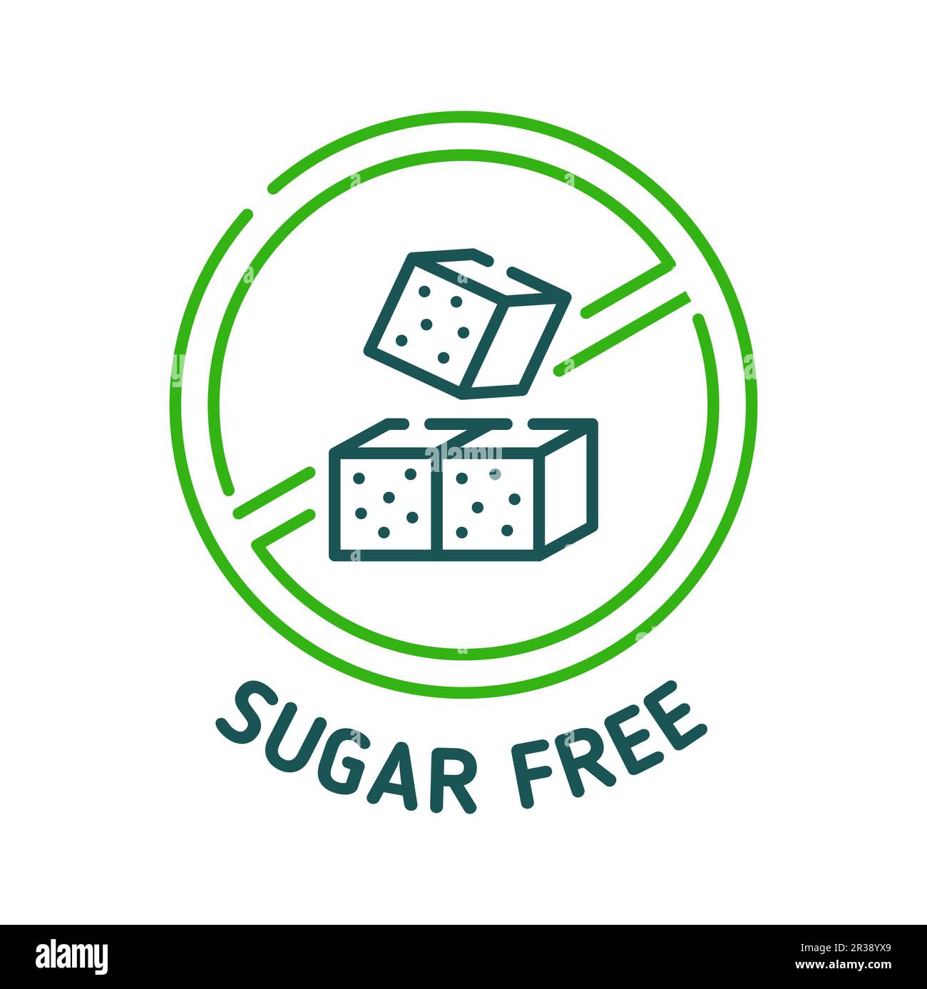Sugar free icon with sugar cubes, low or zero calorie food, vector