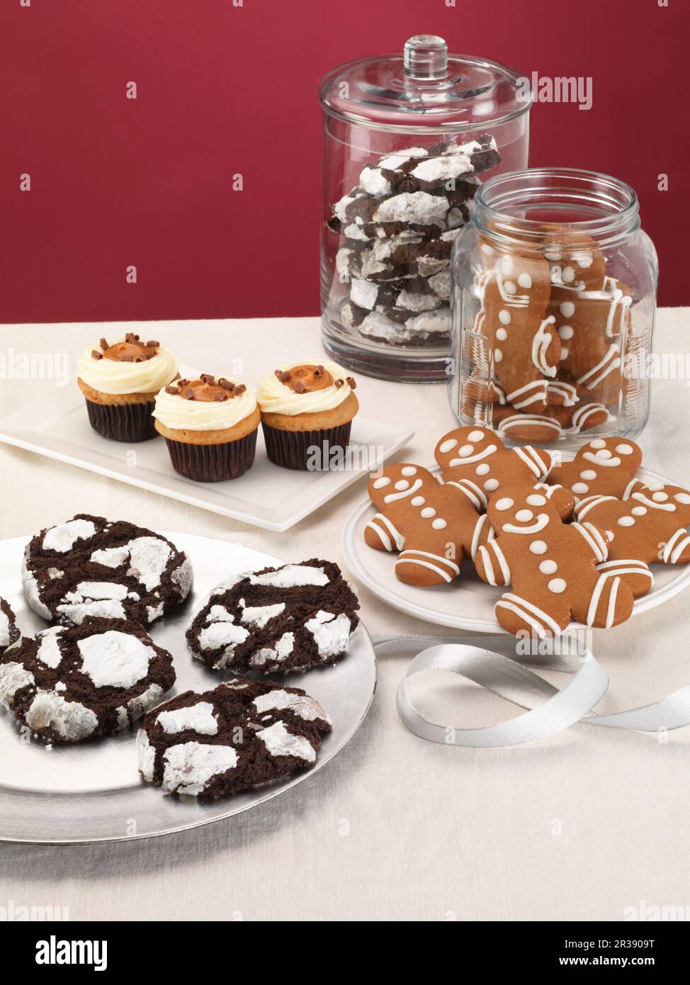 Cupcakes and cookies (Christmas) Stock Photo