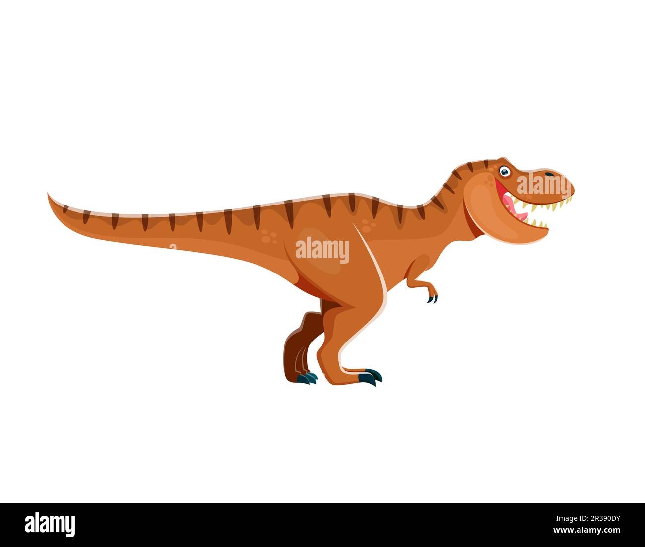 Cartoon Tyrannosaur dinosaur, T-Rex character. Isolated extinct reptile, paleontology predator dinosaur with sharp teeth. Mesozoic era monster, carnivorous lizard vector cute personage Stock Vector