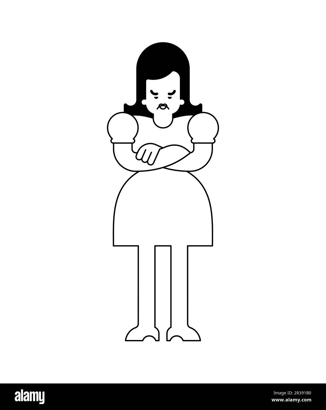 Disgruntled woman crossed his arms over his chest. Sign of malice and rejection Stock Vector