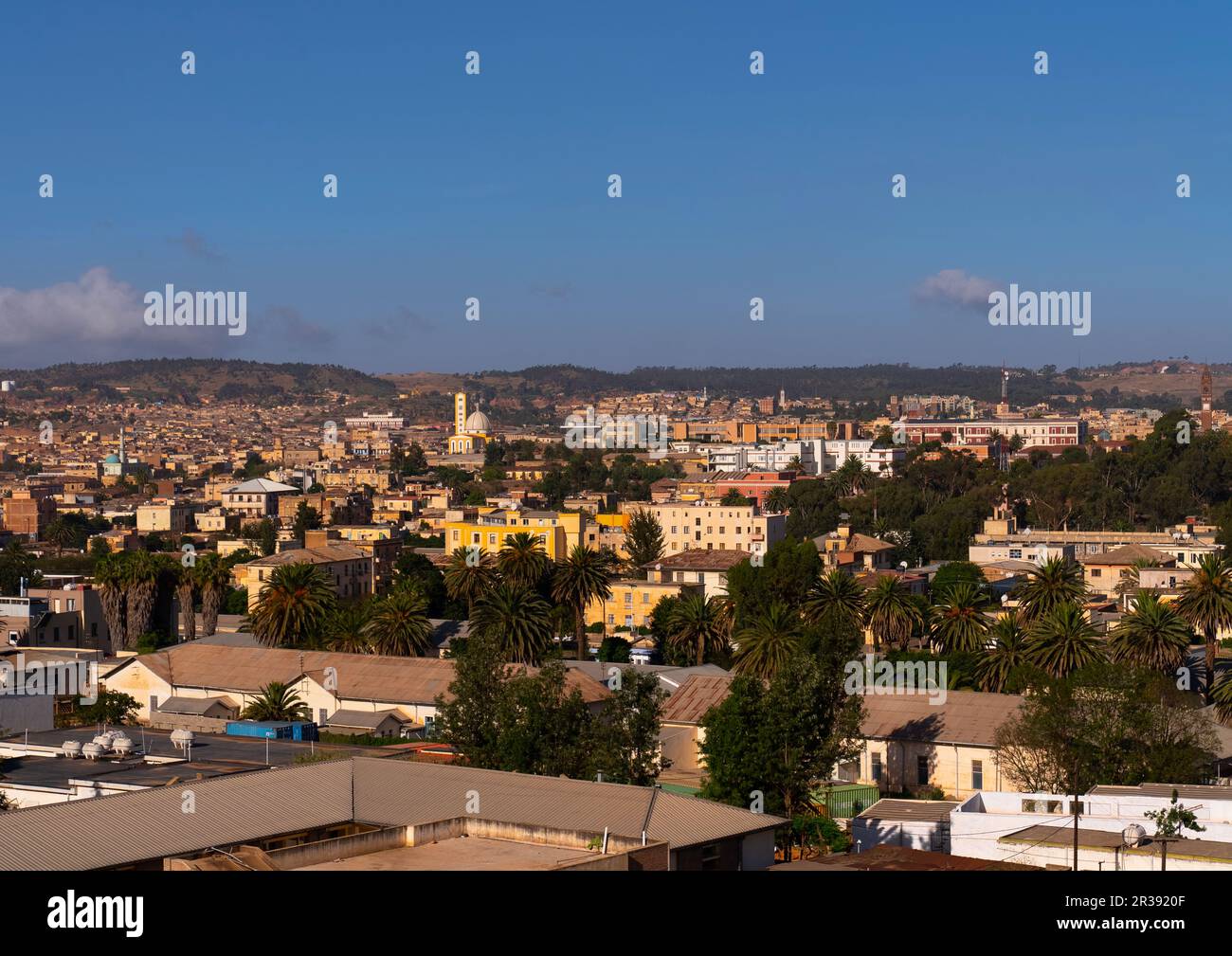 High angle view of the town, Central Region, Asmara, Eritrea Stock Photo
