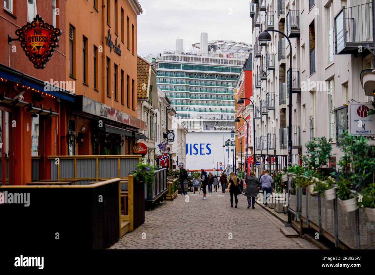 Stavanger 20230522.A cruise ship is docked in Vaagen in Stavanger. Photo: Fredrik Varfjell / NTB Stock Photo