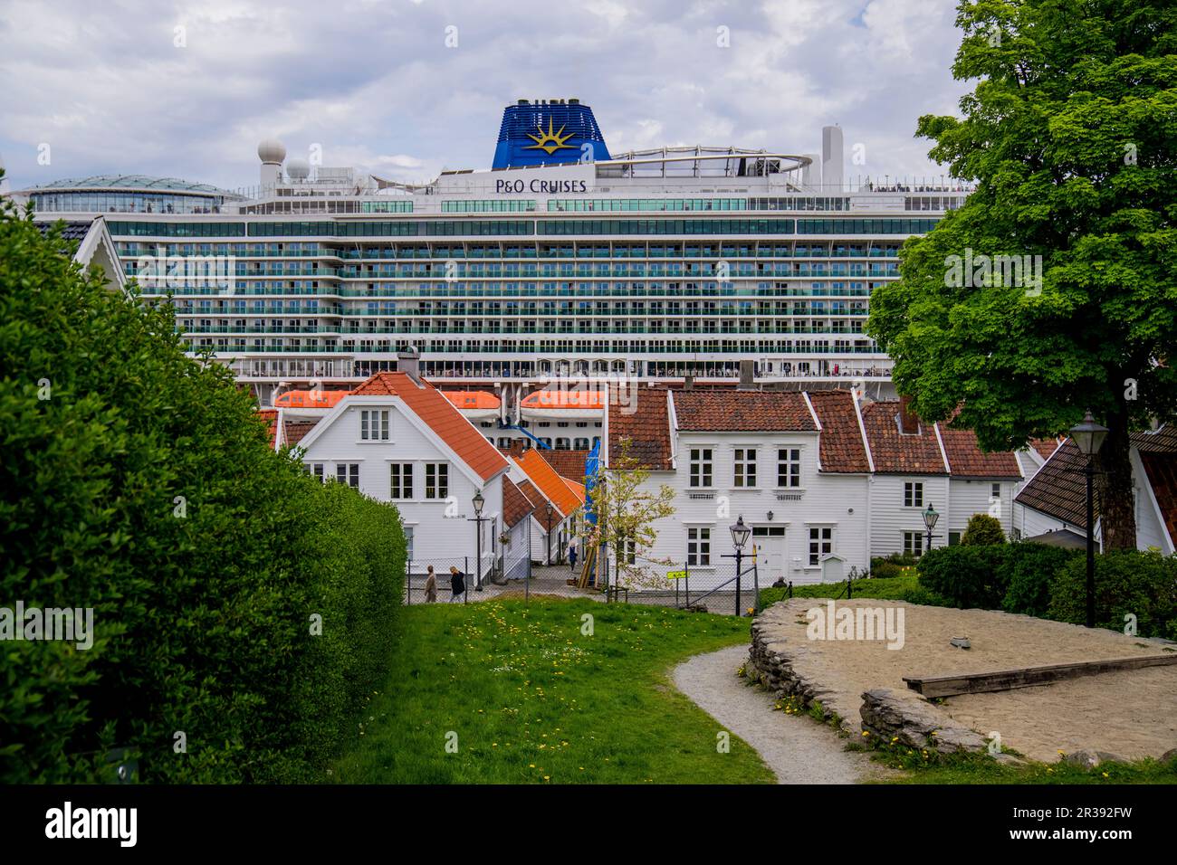 Stavanger 20230522.A cruise ship is docked in Vaagen in Stavanger. Photo: Fredrik Varfjell / NTB Stock Photo