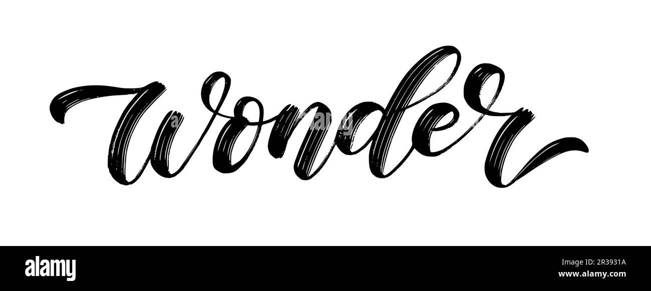 WONDER text. Line calligraphy word wonder. Design print for t shirt, tee,  pin label, badges, sticker, card, banner. Vector illustration. Wonder word  h Stock Vector Image & Art - Alamy