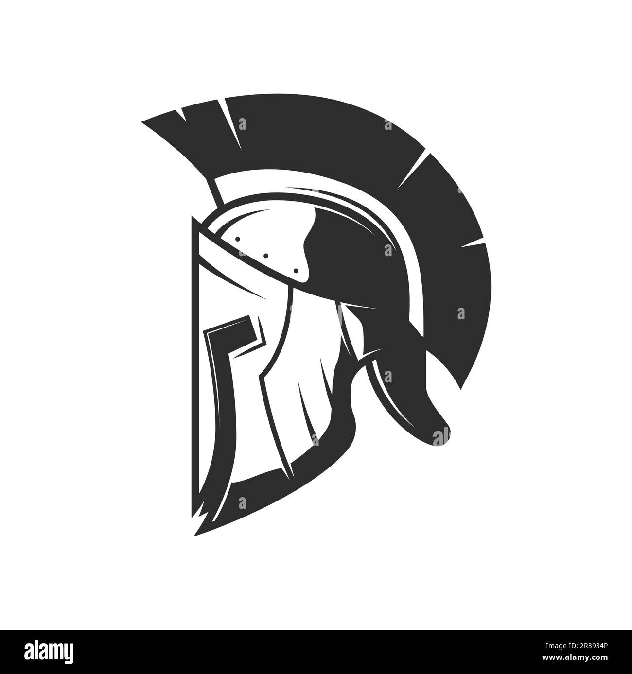 Knight warrior helmet, medieval soldier heraldry armor. Vector ancient helm with plume on crest, roman army soldier, gladiator or fighter armour side view. Battle helmet of spartan warrior or fighter Stock Vector