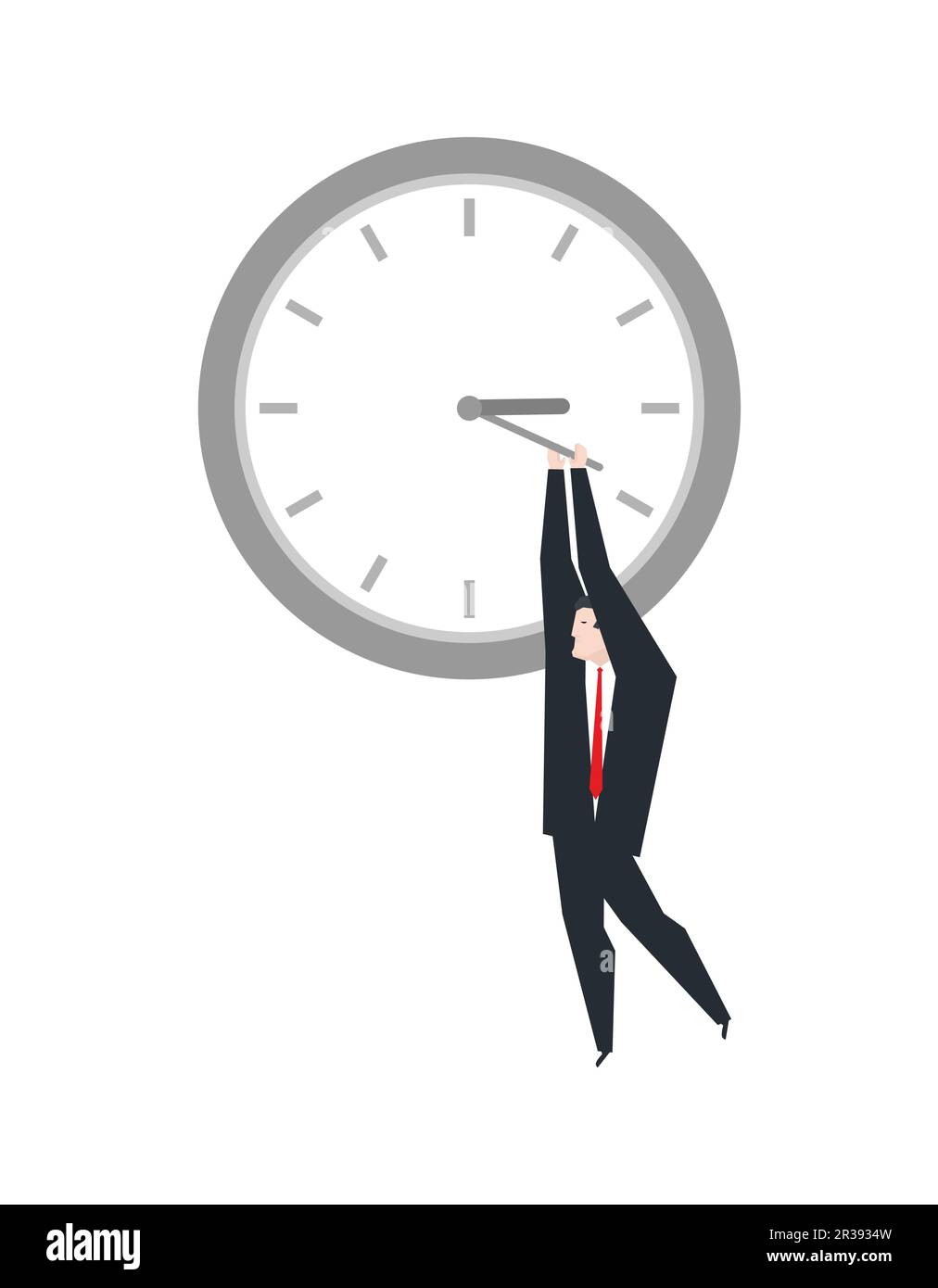 Deadline managers hang on Clock hand. Concept of stop time to solve