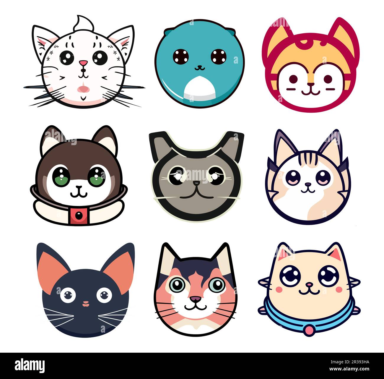 Cat emotion icon set illustration Stock Vector Images - Alamy