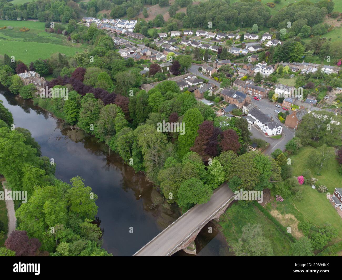 Armathwaite village in cumbria and bridge over the river eden Stock