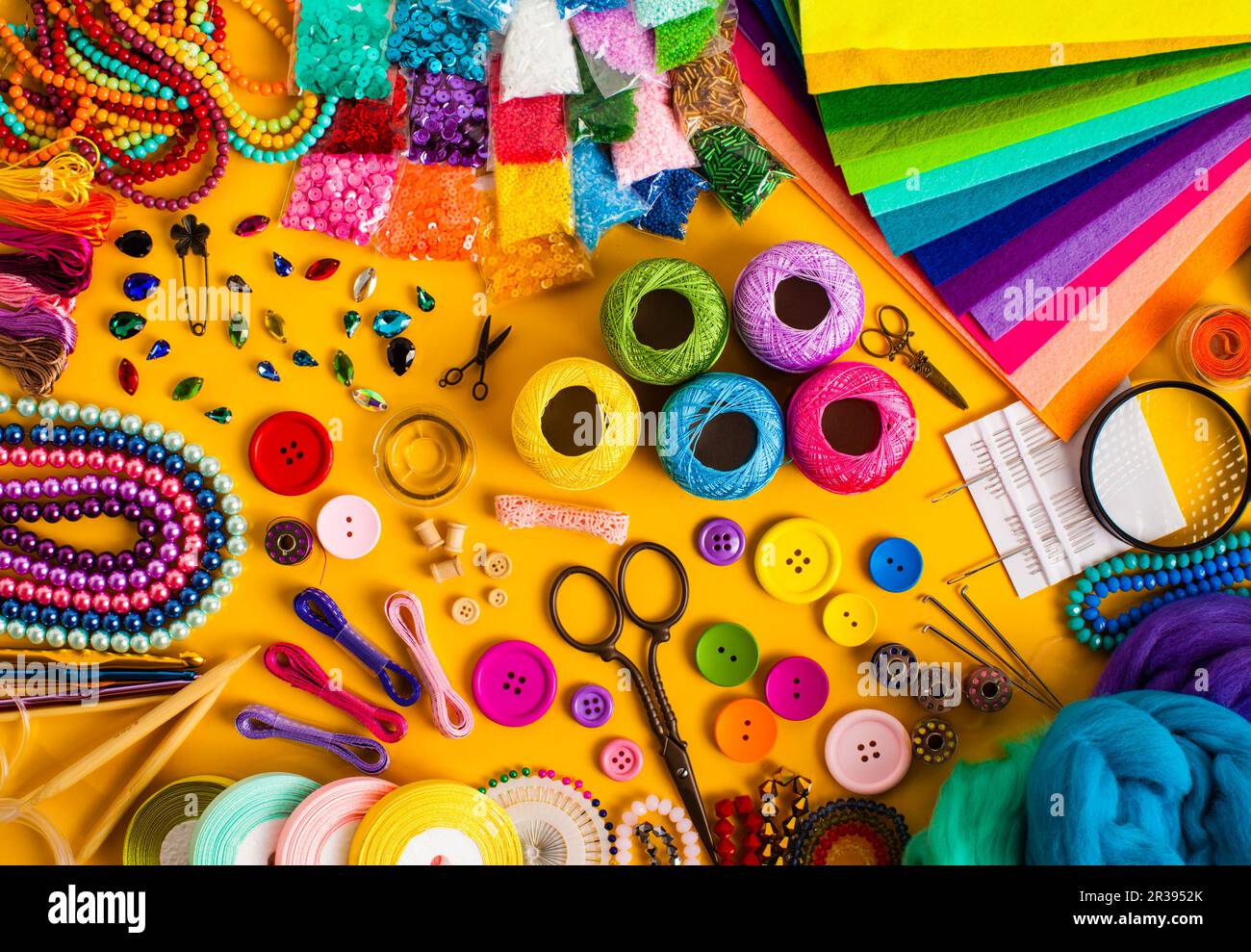 Craft supplies for creative handmade, top view set Stock Photo - Alamy
