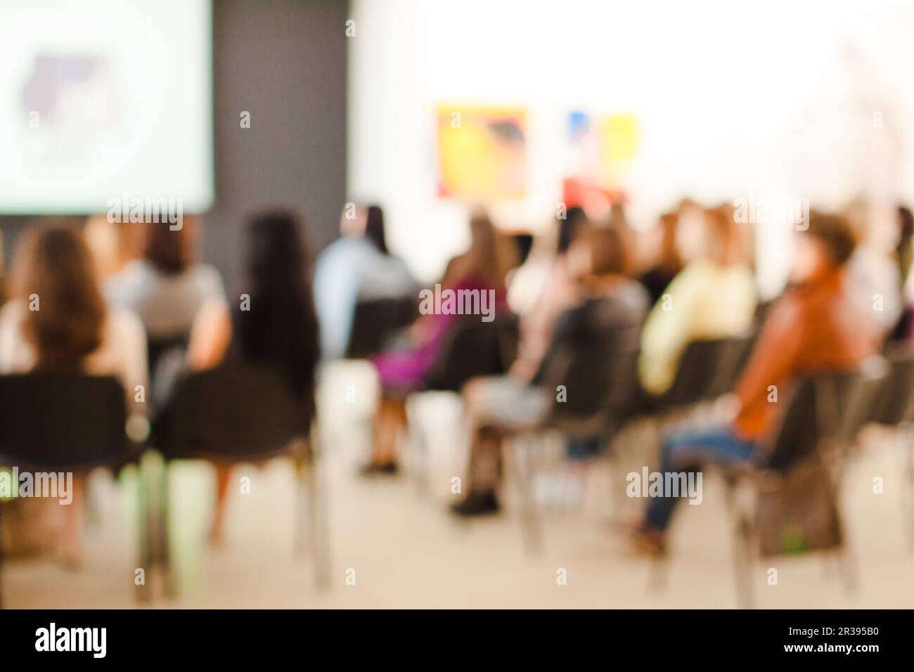 Presentation in the conference hall. Art perfomance Stock Photo