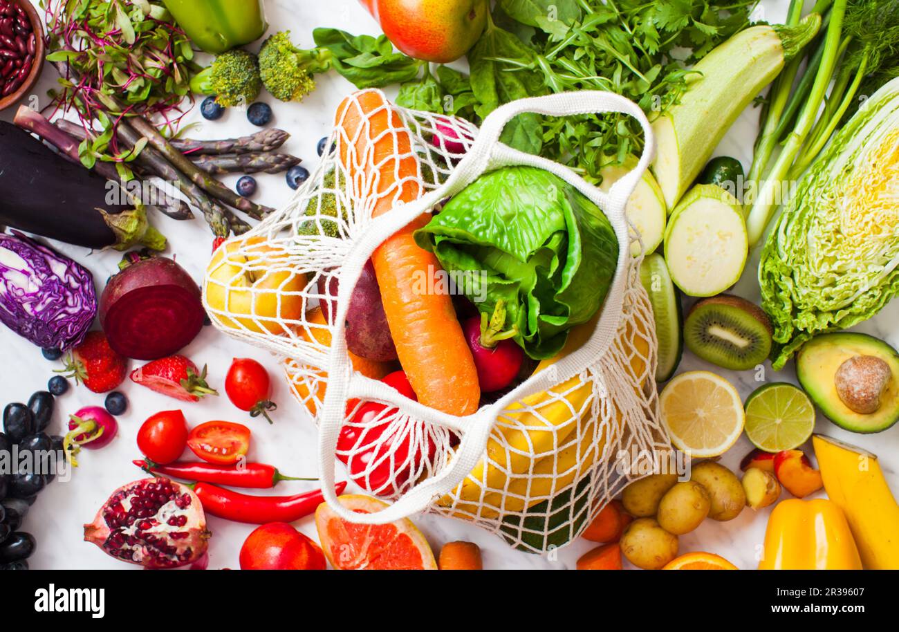 Delivery of fresh organic vegetables and fruits Stock Photo - Alamy