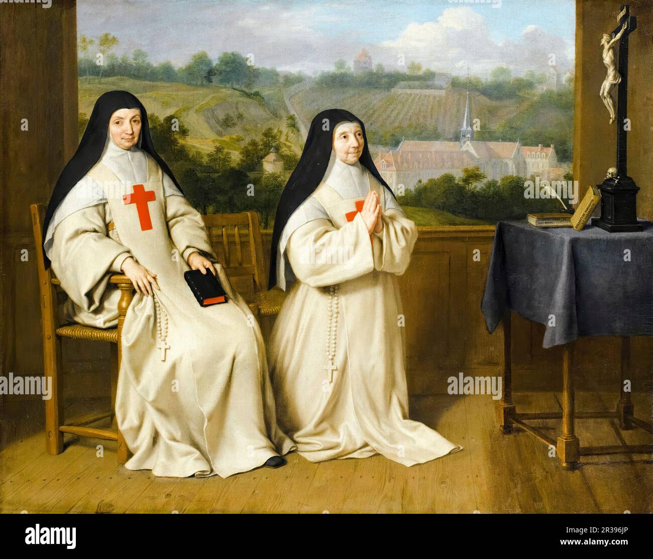 Portrait, of, mother Agnes, and, sister Angélique, from the, abbey of Port Royal des Champs, painting by Philippe de Champaigne, before 1674 Stock Photo