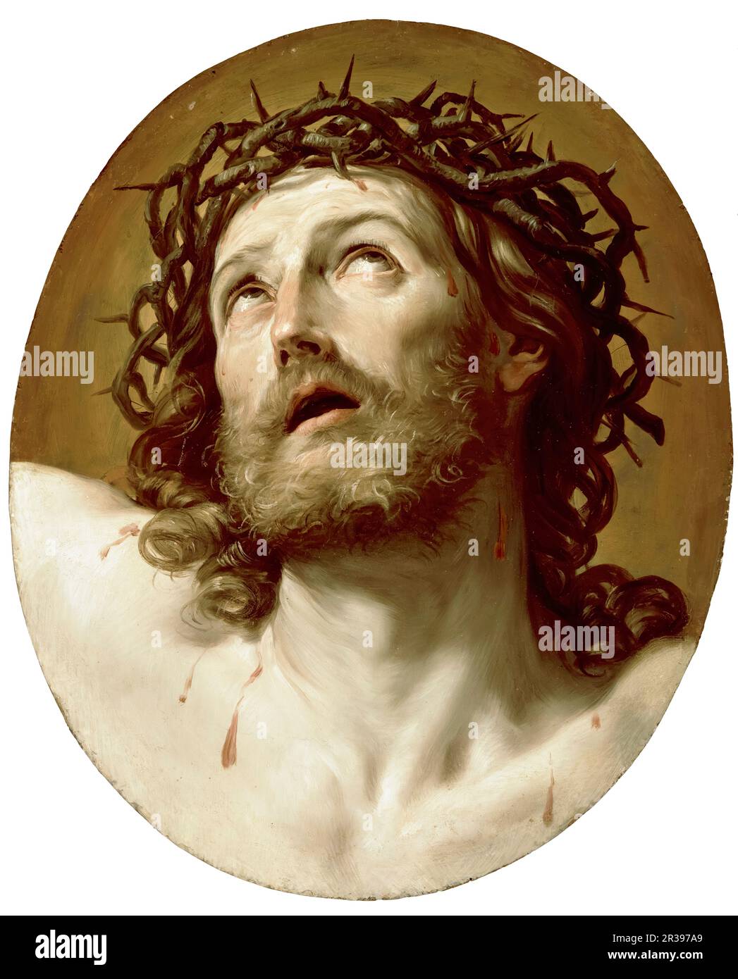 Guido Reni, Head Of Christ Crowned With Thorns, painting 1630-1635 Stock Photo