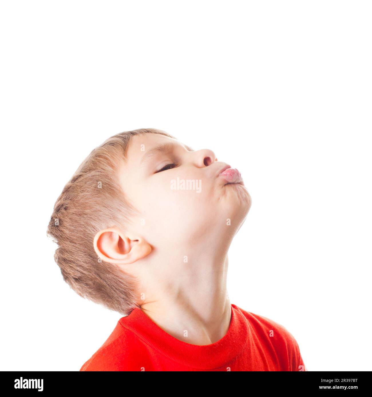 Closeup portrait dissatisfied and offended little Boy Stock Photo