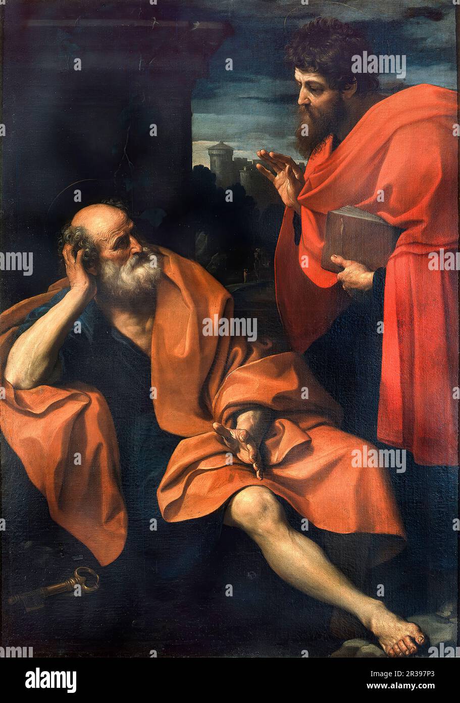 Guido Reni, Paul Rebukes the Repentant Peter, painting 1603-1604 Stock Photo