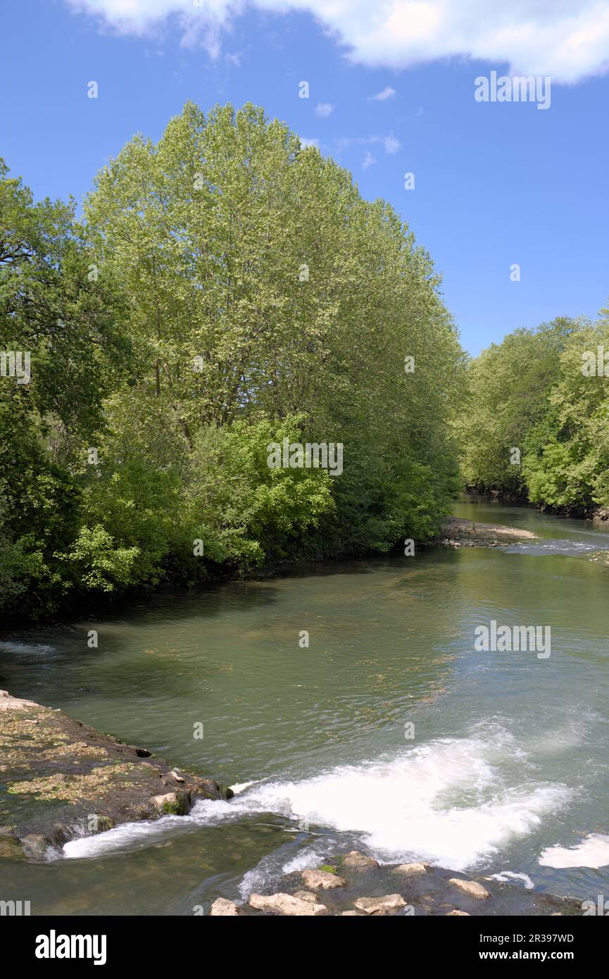 Basque Country Rivers River La Nivelle in the town of Ascain, Basque Country France Stock ...