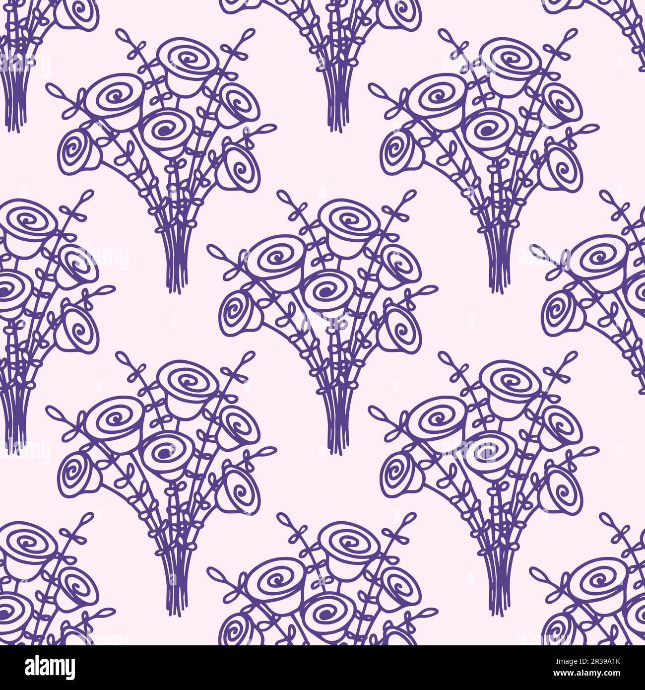 Seamless floral pattern with hand-drawn flowers in doodle style vector ...