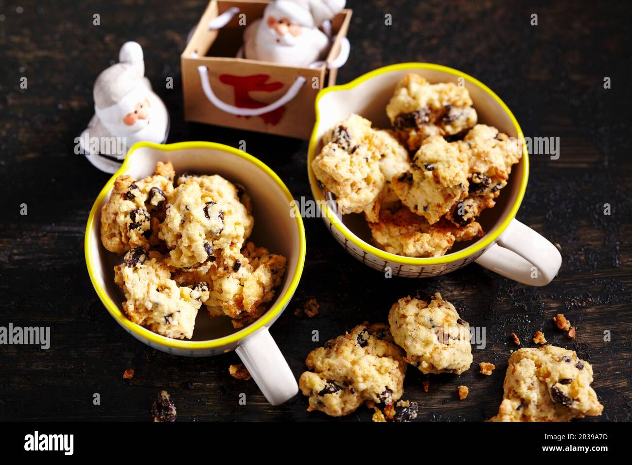 Australian Christmas cookies with cornflakes, macadamia, chocolate and sultanas Stock Photo