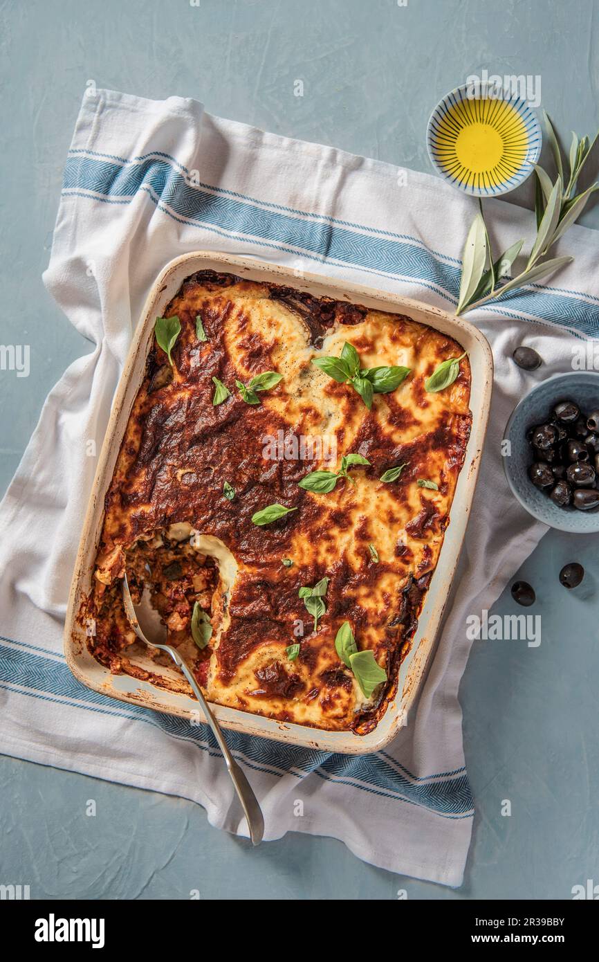 Moussaka above hi-res stock photography and images - Alamy