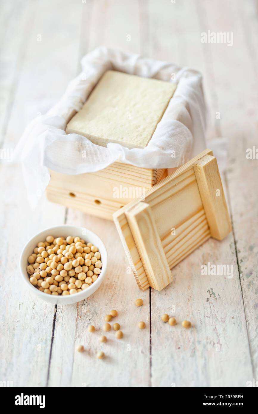 Homemade tofu with dried soybeans Stock Photo Alamy
