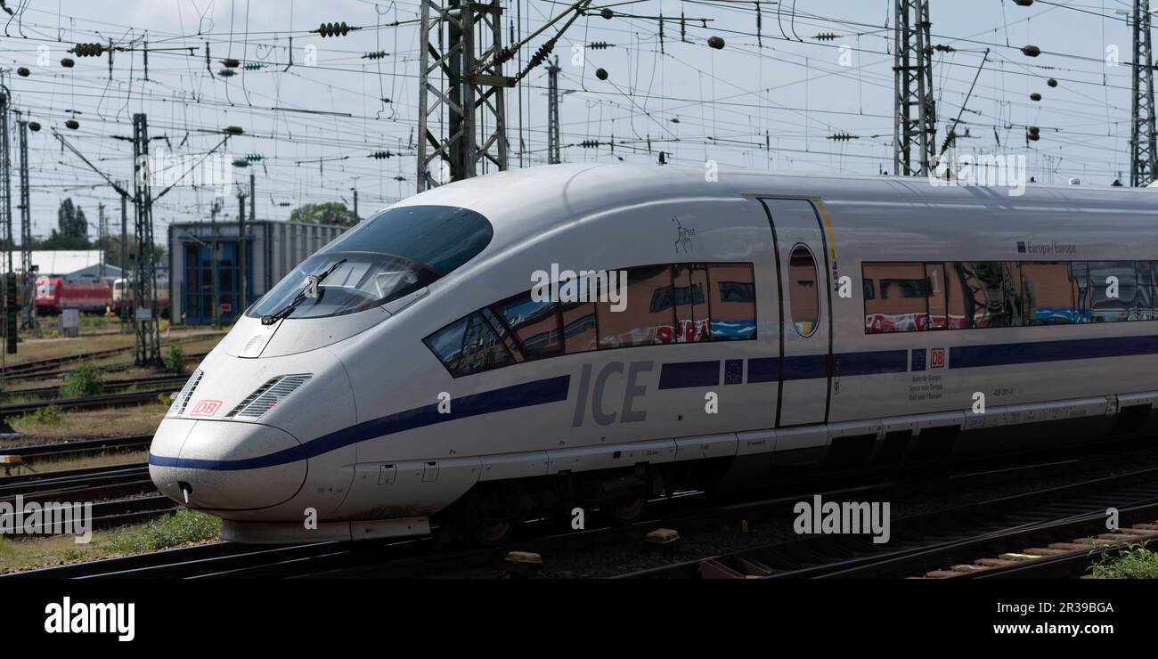 Intercity Express with „Europe“ livery (ICE 3 Europe), Cologne, Germany Stock Photo