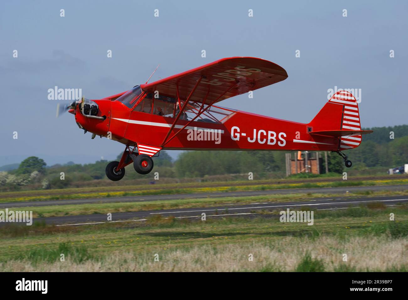 Piper J-3C Cub, G-JCBS, at Sleap Airfield, Shropshire, England, United Kingdom, Stock Photo