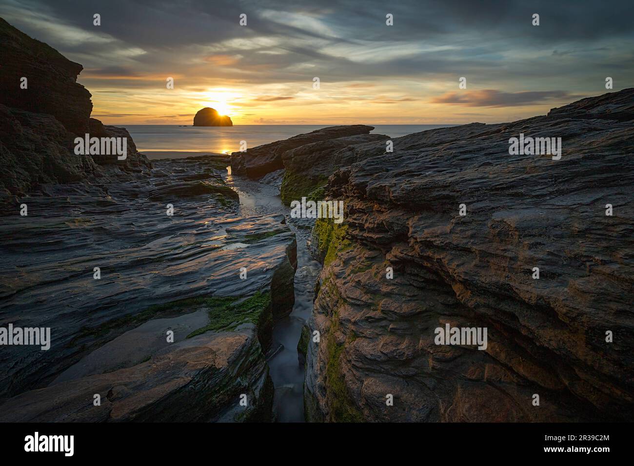 A marvellous sunset at Trebarwith Strand, Cornwall Stock Photo - Alamy