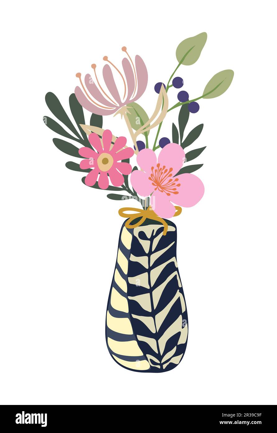 Gorgeous blooming flowers in vase vector isolated Stock Vector Image ...
