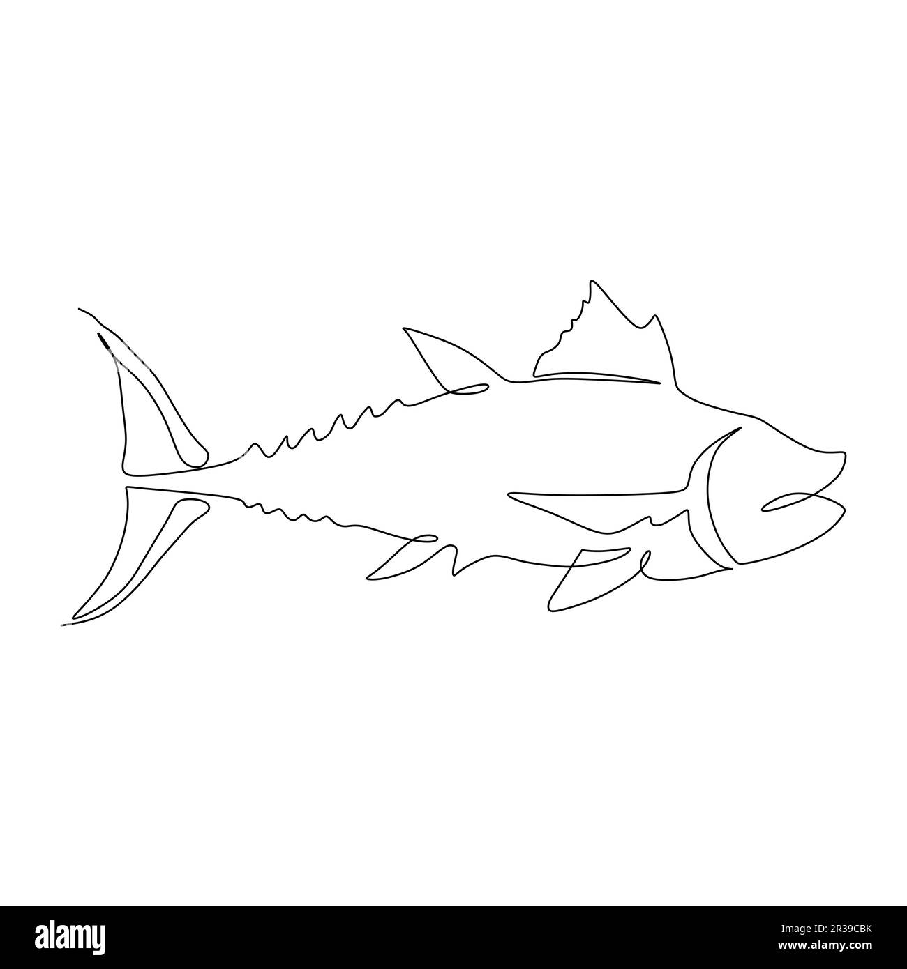 sketch of tuna fish isolated on white background. vector illustration