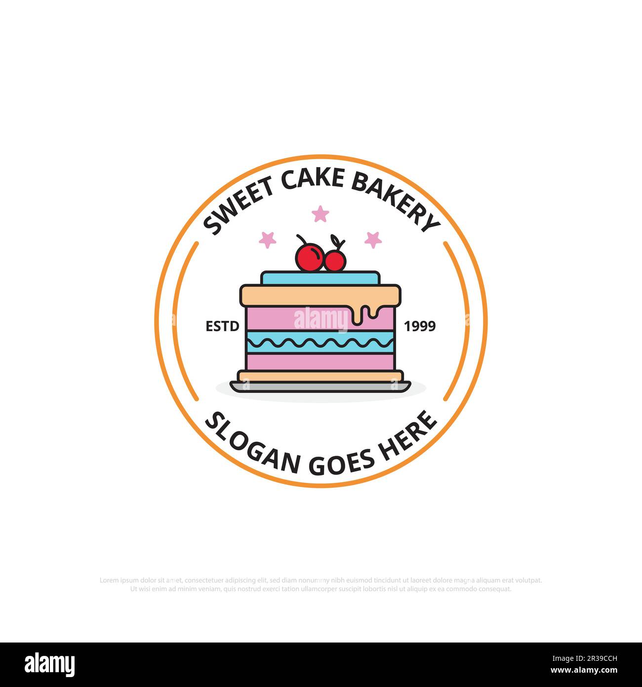 sweet cake bakery logo design vector, flat design food sign, symbol, sweet cake logo design vector, best for your brand identity, or others Stock Vector