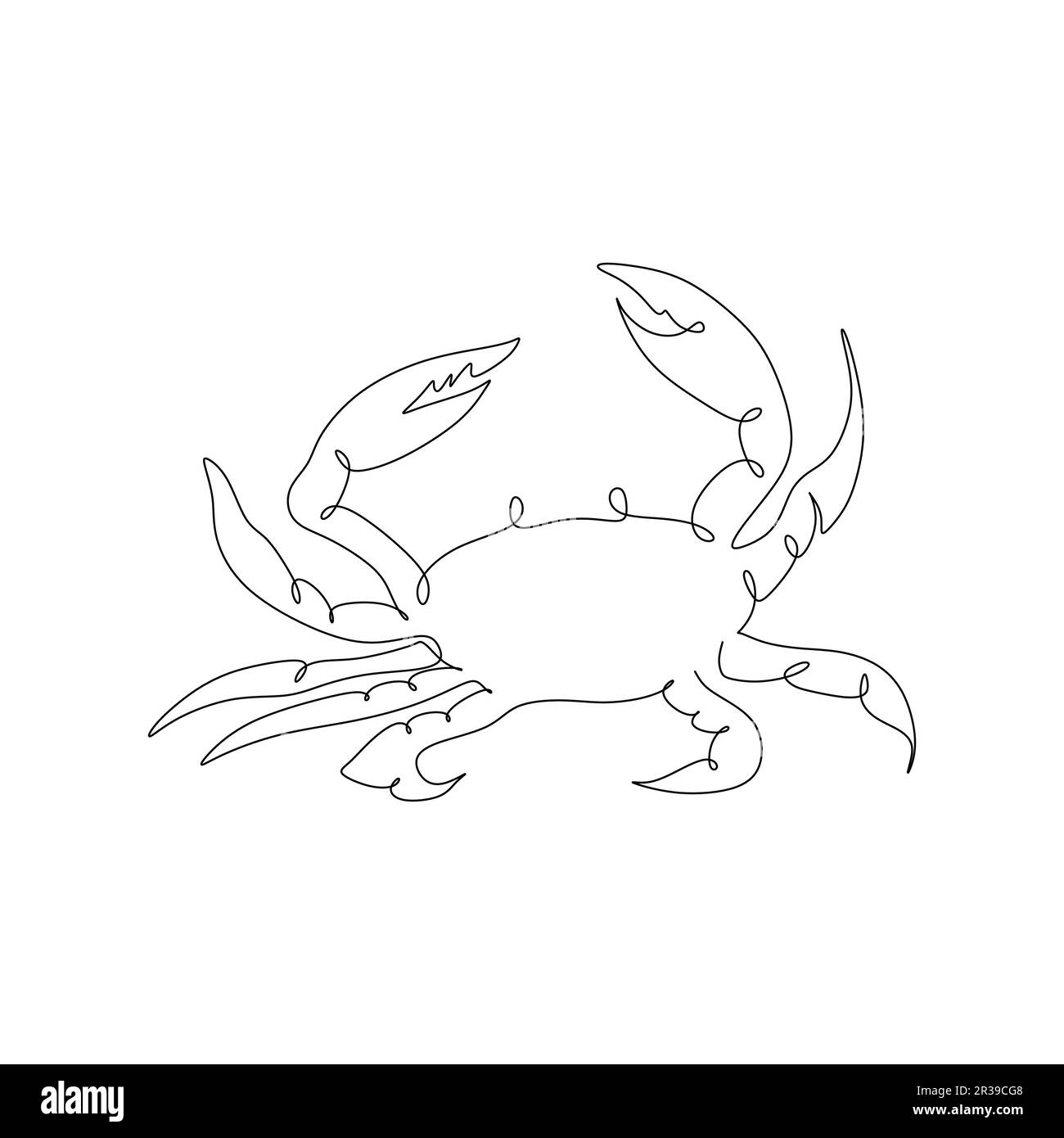 Continuous one simple single abstract line drawing of crab icon vector