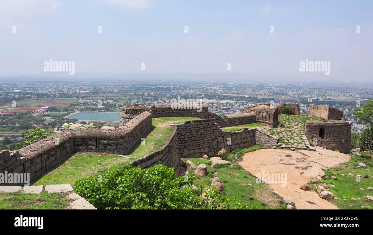 Fortress protection walls of Bellary Fort, Bellary, Karnataka, India. Stock Photo