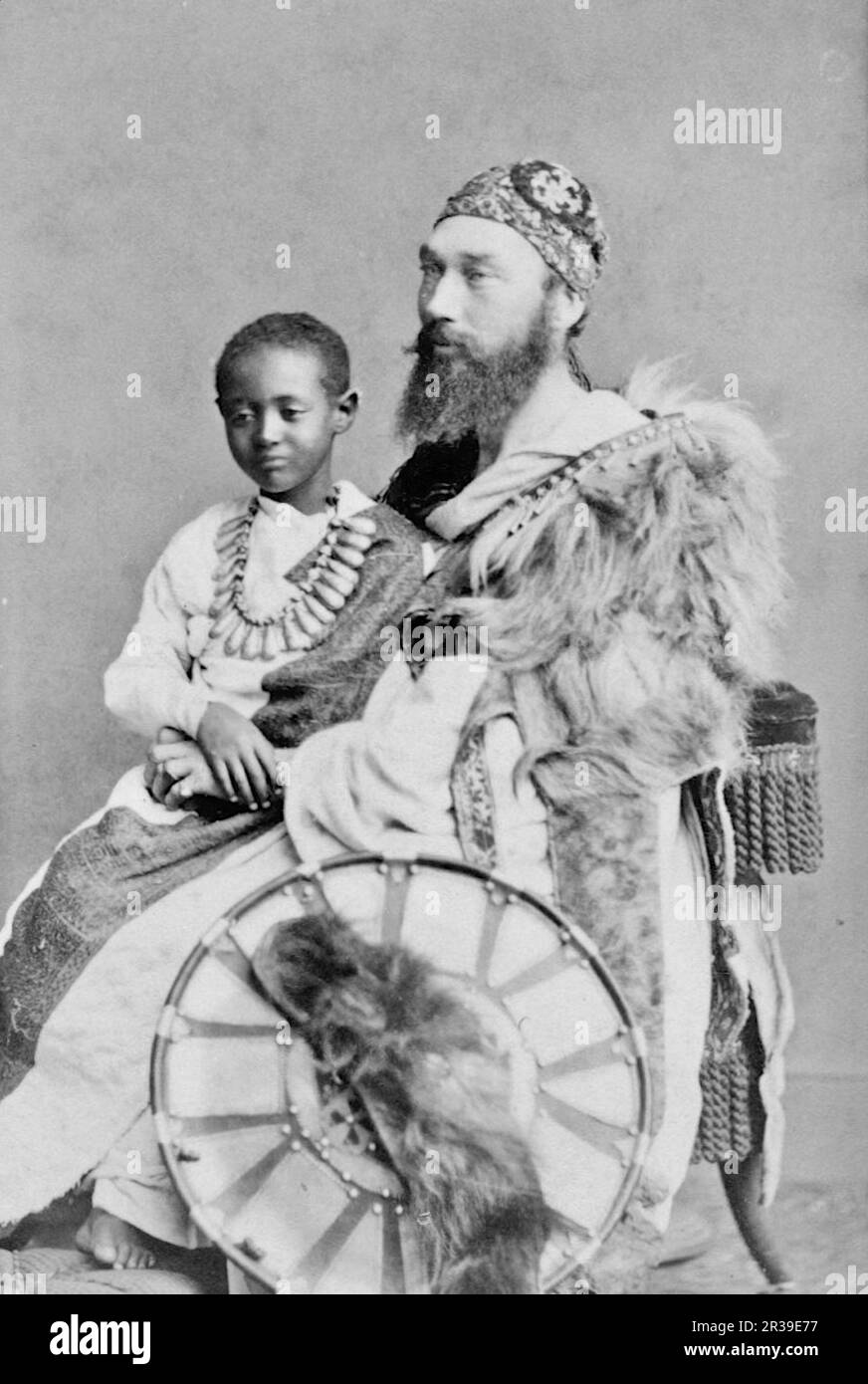 Capt. Speedy and Alamayu 1868 -  'Capt. Speedy and Alamayu,' carte de visite, by an unknown photographer Stock Photo