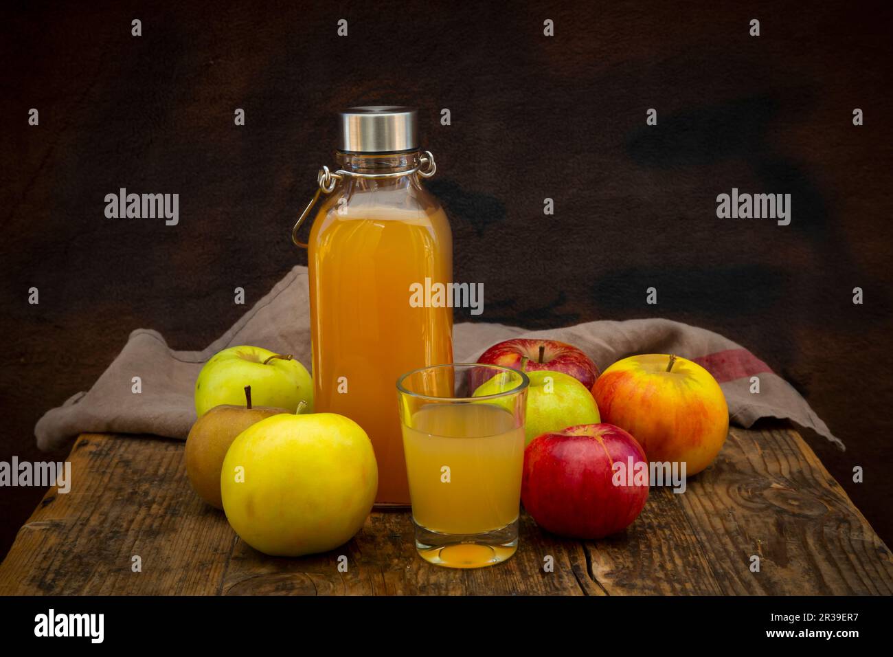 Organic Apple Juice Made From Orchard Apples Stock Photo Alamy