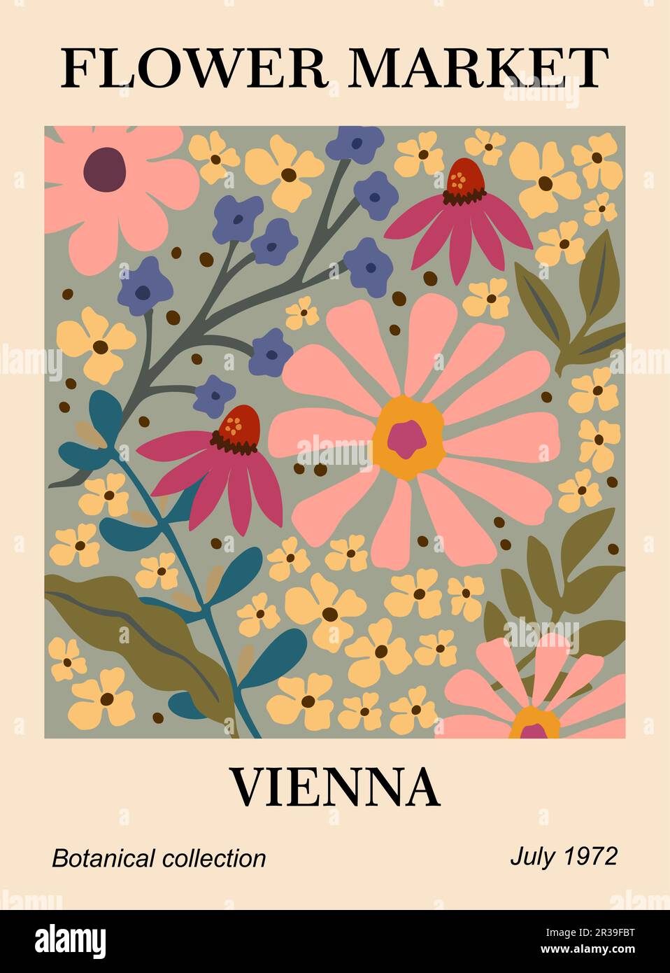 Abstract Flower Market Vienna poster vector art Stock Vector Image