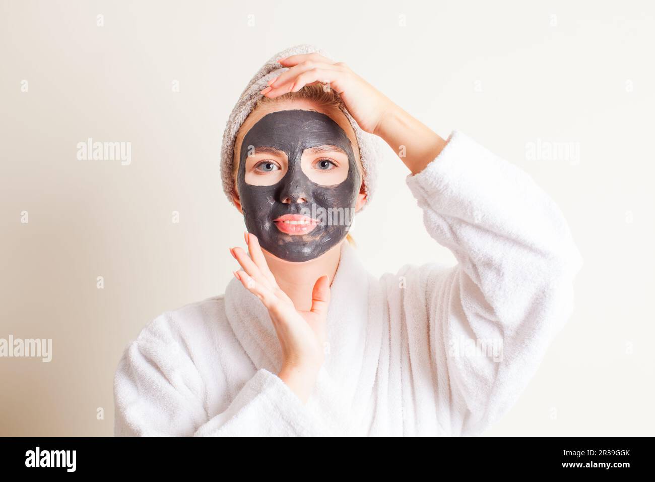 Woman at skincare cleansing procedure at cosmetology salon Stock Photo