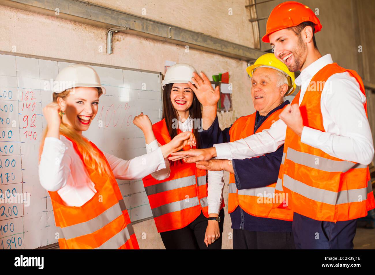 Group of workers and managers made plan Stock Photo