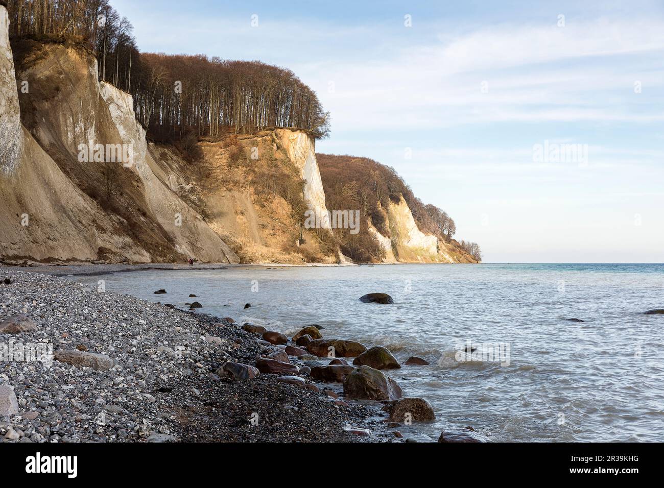 Beach on the chalk coast of RÃ¼gen in winter Stock Photo