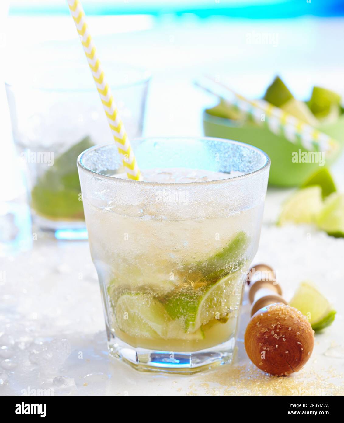 Non-alcoholic Caipirinha made with ginger ale and limes Stock Photo