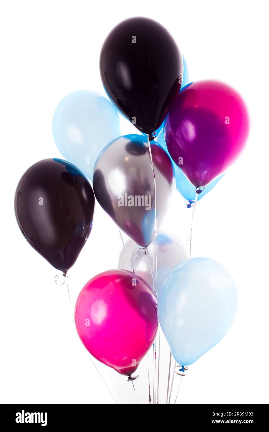 Bunch of multicolor helium balloons isolated on white background Stock ...