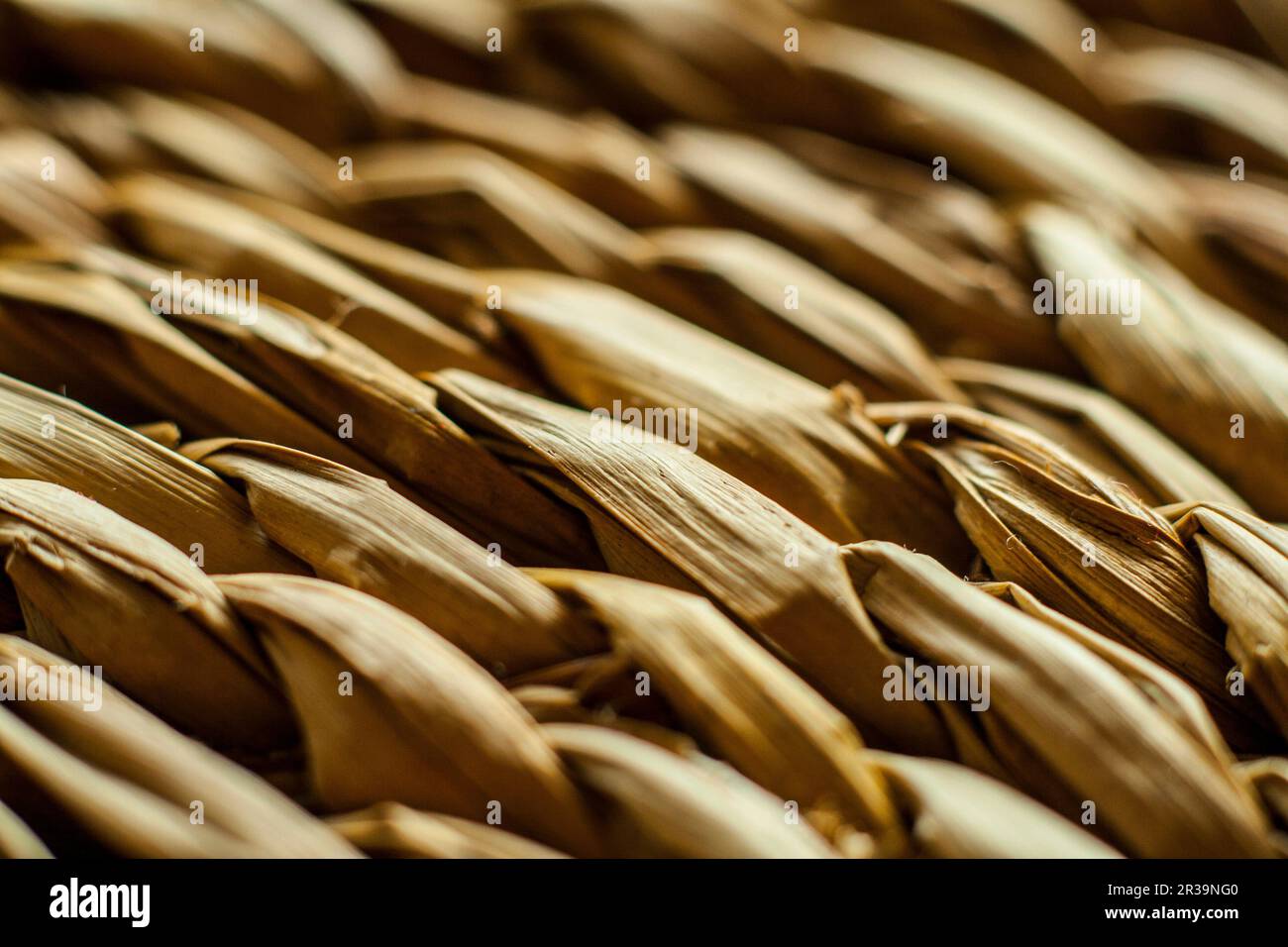 Closeup of natural straw table mat Stock Photo