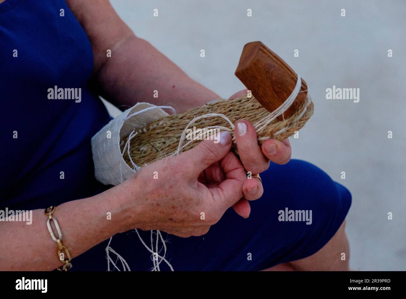 Traditional manufacturing of de espardenyes ibicencas, alpargatas ibicencas  (typical shoes from Ibiza), Ibiza, Balearic Islands, Spain Stock Photo -  Alamy