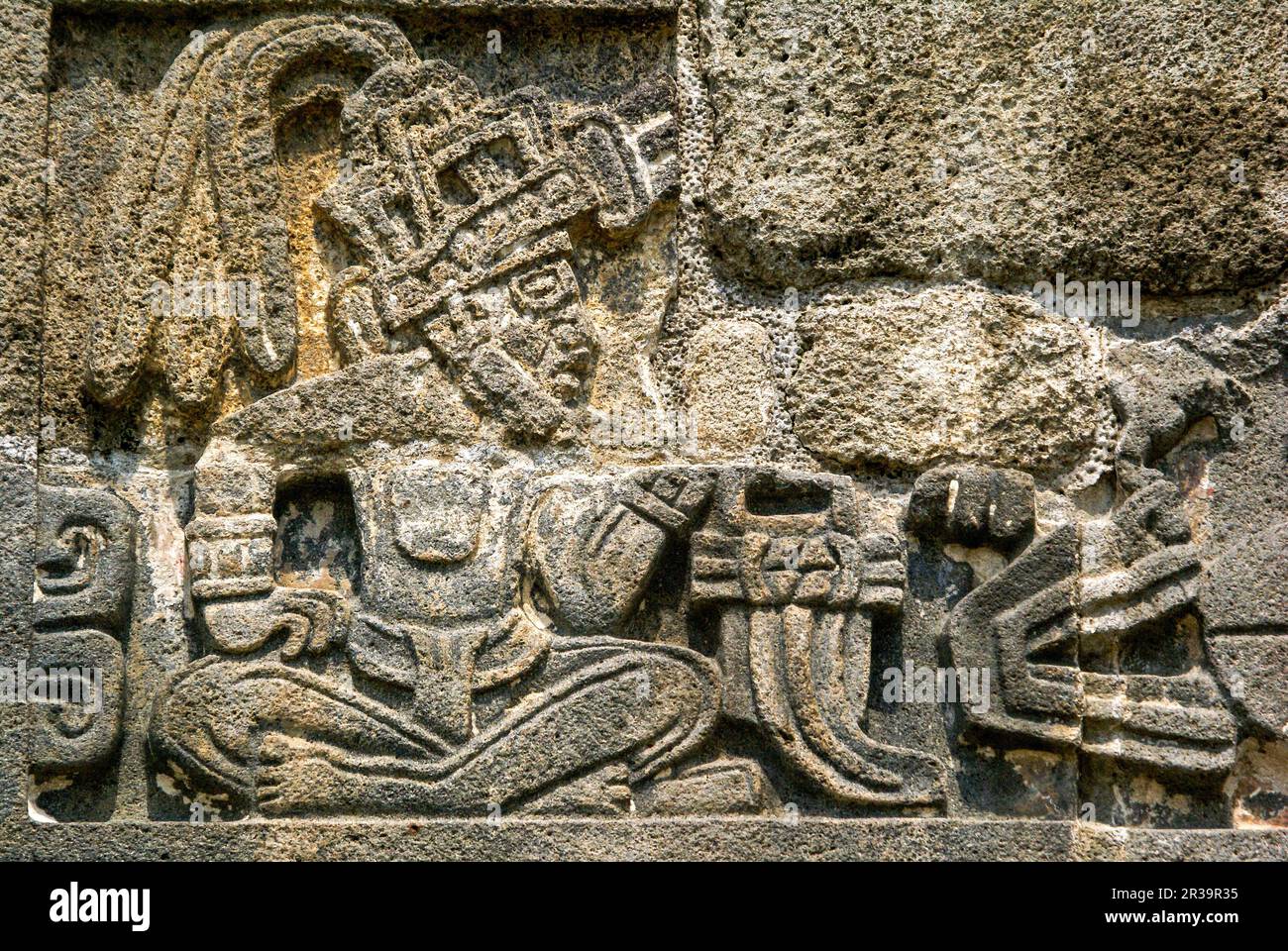 Ornamental detail in the pyramide of the enplumada snake.Yacimiento