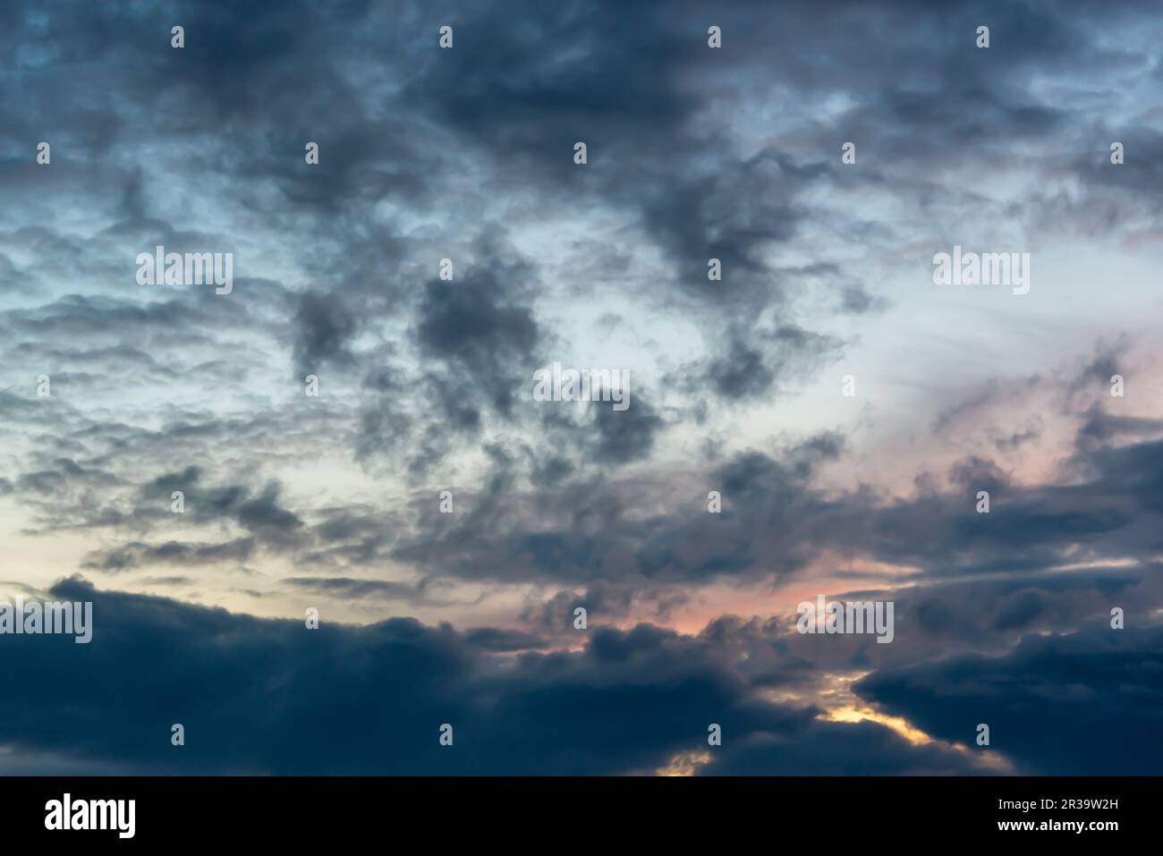 Beautiful sky with clouds at sunset, sky remplacement, nature background Stock Photo