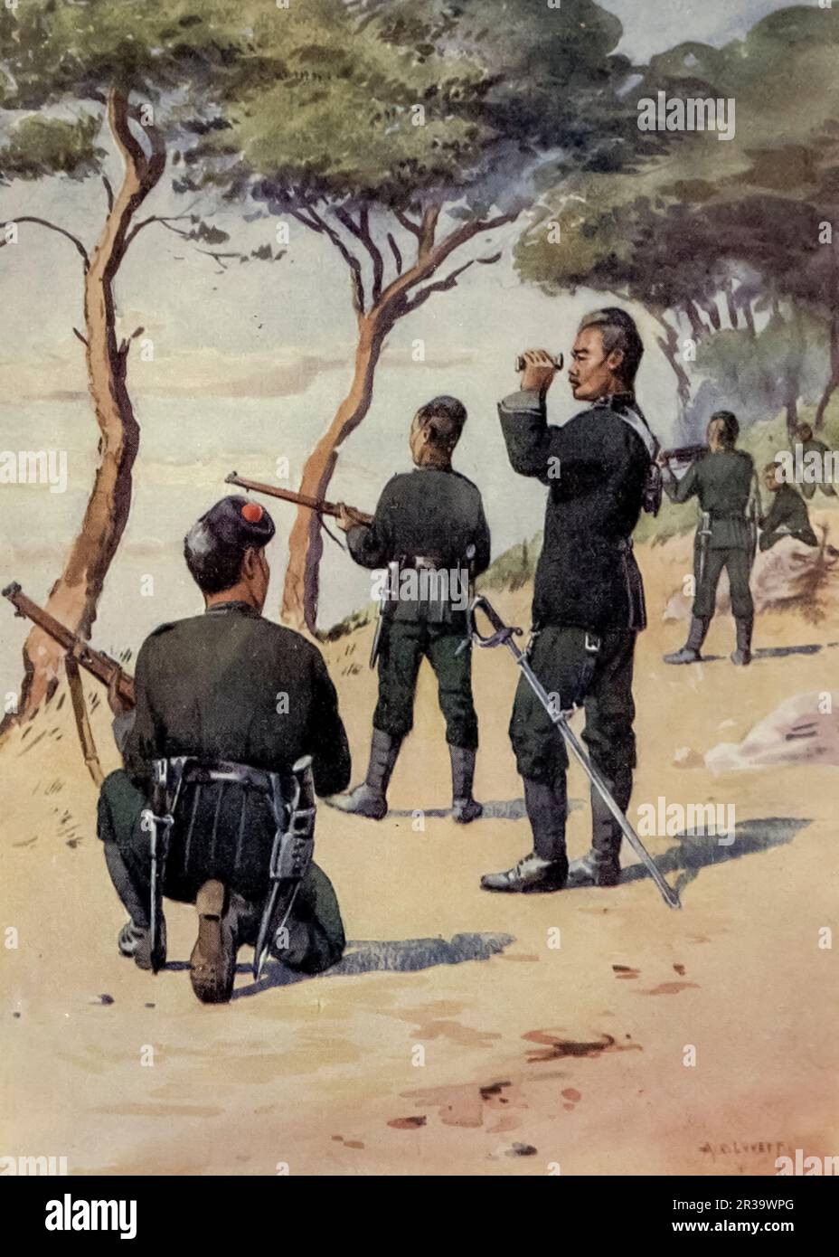 6th Gurkha Rifles painted by Major Alfred Crowdy Lovett, (1862-1919) from the book ' The armies of India ' by Major George Fletcher MacMunn, (1869-1952) Publication date 1911 Publisher London, Adam and Charles Black Stock Photo