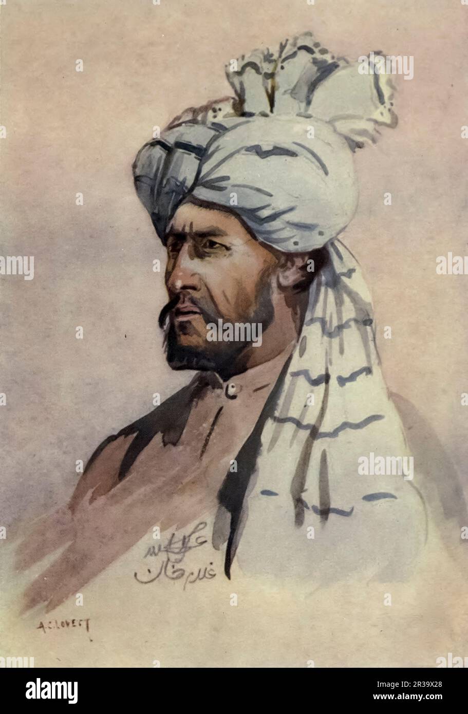 KURRAM MILITIA SUBADAR (Out of Uniform) Turi painted by Major Alfred Crowdy Lovett, (1862-1919) from the book ' The armies of India ' by Major George Fletcher MacMunn, (1869-1952) Publication date 1911 Publisher London, Adam and Charles Black Stock Photo